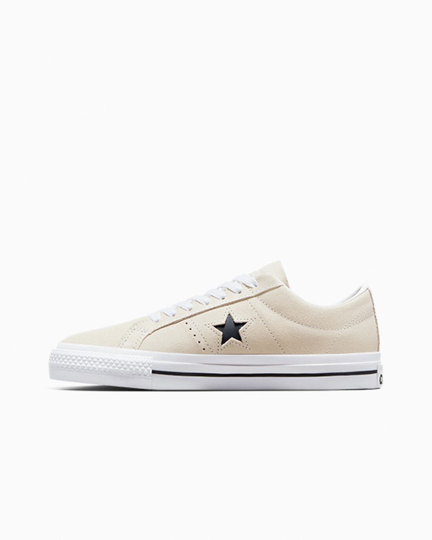 Tenis Skate Converse CONS One Star Pro Camurça Masculino Bege Branco Pretas | PT Q093P78